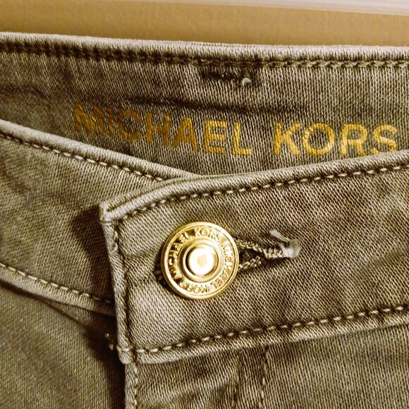 MK Michael Kors Olive Safari Khaki Green Jeans Sz 8 Mid rise skinny EUC - Picture 4 of 10